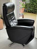 Relax fauteuil in soepel zwart leder merk HUKLA, Huis en Inrichting, Fauteuils, Ophalen, Gebruikt, Leer, Tijdloos