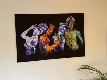 Canvas kleurrijke print bodypainting 80cmx120cm
