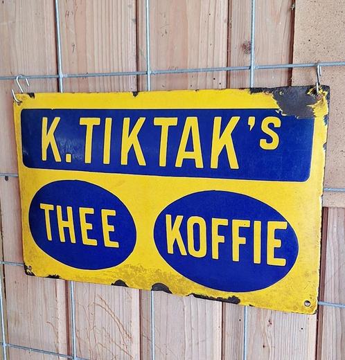 Zeldzaam klein emaille bordje K.Tik Tak's thee koffie️️☕️, Verzamelen, Merken en Reclamevoorwerpen, Gebruikt, Reclamebord, Ophalen of Verzenden
