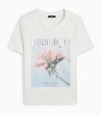 Te koop: Witte t-shirt met bloem print, L., Ophalen, Wit, Maat 42/44 (L), Nieuw