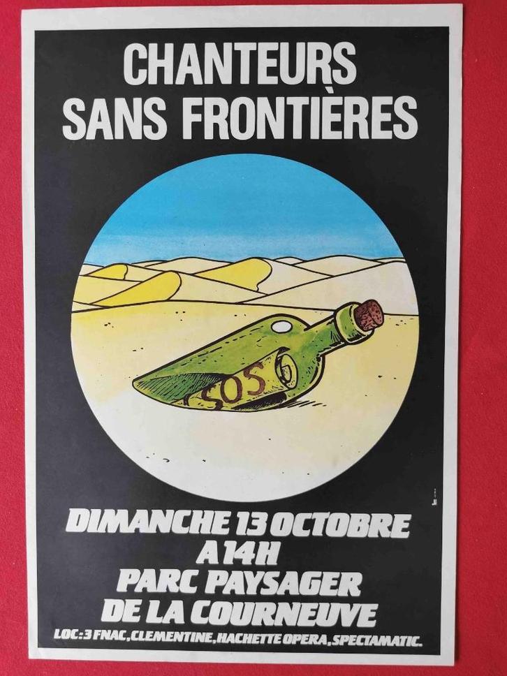 CHANTEURS SANS FRONTIERES - PARIJS - POSTER 40/60 CM, Verzamelen, Posters, Zo goed als nieuw, Muziek, A1 t/m A3, Rechthoekig Staand