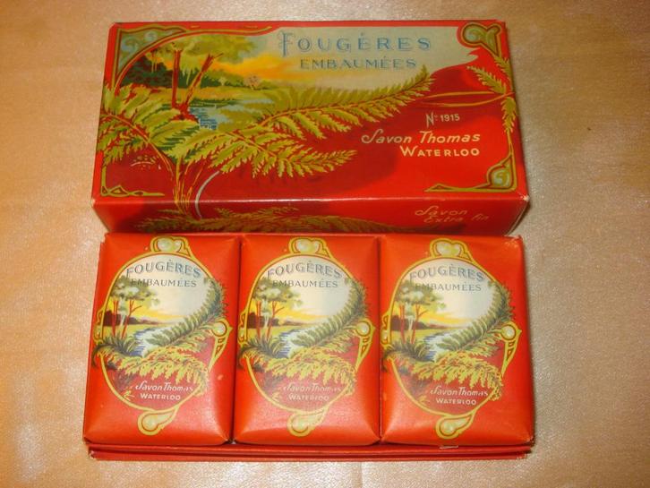 "Fougères Embaumées" - Ancien Coffret Savon Thomas Waterloo, Collections, Parfums, Comme neuf, Autres types, Enlèvement ou Envoi