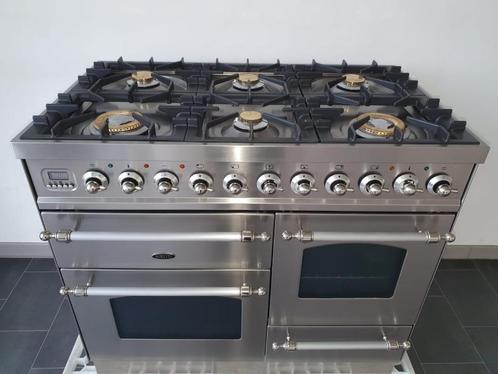 🍀 Poêle Boretti de luxe 100 cm en acier inoxydable 6 brûleu, Electroménager, Cuisinières, Comme neuf, Autoportant, 5 zones de cuisson ou plus