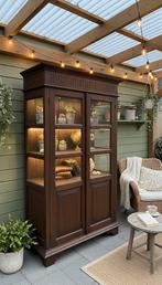 Teak Vitrinekast., Huis en Inrichting, Met deur(en), 100 tot 150 cm, Glas, Ophalen of Verzenden