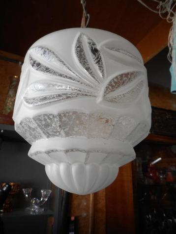 Art deco hanglamp - geëtst glas -1920-1930 beschikbaar voor biedingen