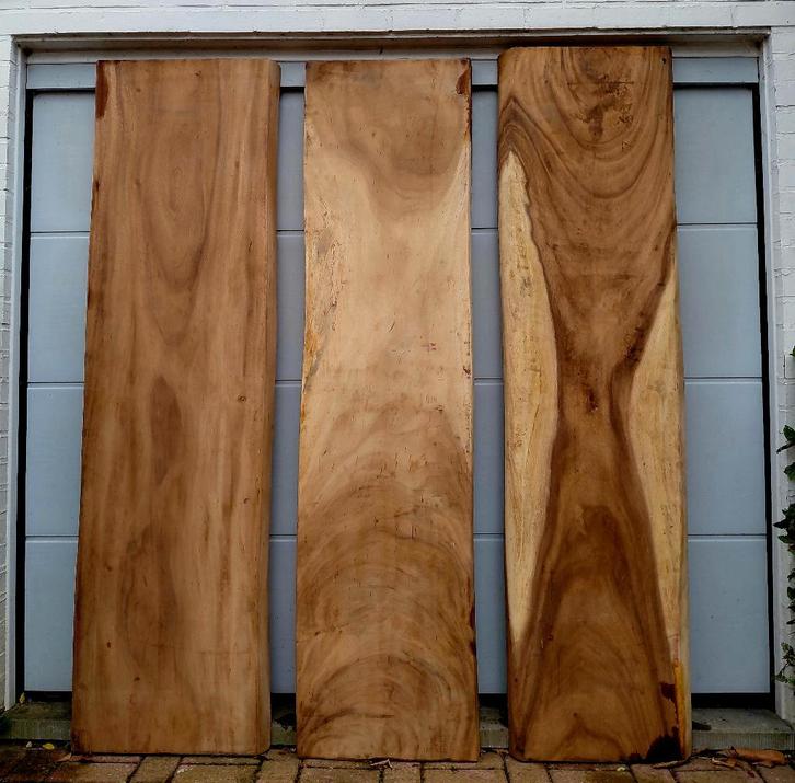 Boomstambladen in suar. Kunnen op maat gezaagd worden., Doe-het-zelf en Bouw, Hout en Planken, Nieuw, Ophalen of Verzenden