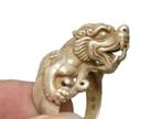 ZILVEREN CHINESE DRAKENRING, Gebruikt, Verzenden, 19 tot 20, Dame of Heer
