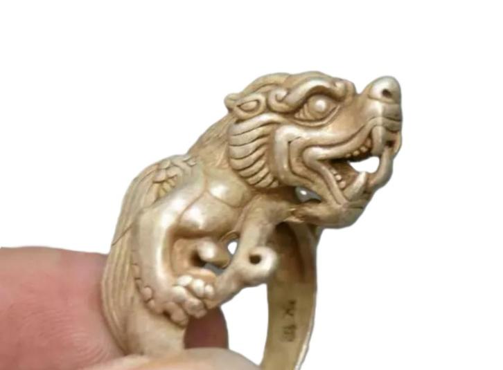 ZILVEREN CHINESE DRAKENRING, Handtassen en Accessoires, Ringen, Gebruikt, Dame of Heer, 19 tot 20, Zilver, Zilver, Verzenden