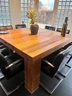 Massieve houten tafel (tropisch hout), Huis en Inrichting, 150 tot 200 cm, Vierkant, Ophalen of Verzenden, Zo goed als nieuw