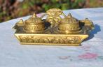 double encrier en bronze et porcelaine, Ophalen of Verzenden, Brons
