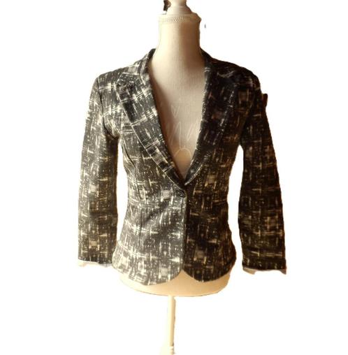 (71)- veste femme t.38 noire blanc, Kleding | Dames, Jassen | Zomer, Zo goed als nieuw, Maat 38/40 (M), Zwart, Ophalen of Verzenden