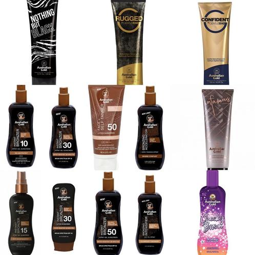 Partij nieuwe Australian gold producten zonnebank creme, Handtassen en Accessoires, Uiterlijk | Lichaamsverzorging, Nieuw, Ophalen of Verzenden