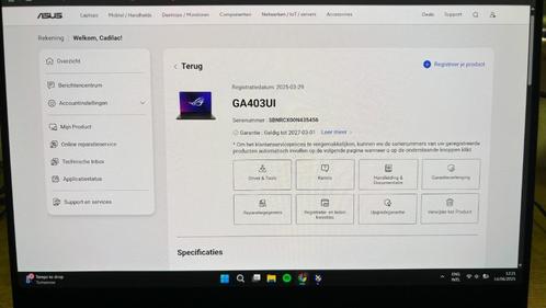 ROG Zephyrus G14 2024, Computers en Software, Windows Laptops, Zo goed als nieuw, 14 inch, SSD, 3 tot 4 Ghz, 32 GB, Qwerty, Gaming