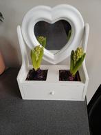 Spiegel in hart met 2 hyacint, Moins de 100 cm, Comme neuf, Enlèvement, Moins de 50 cm