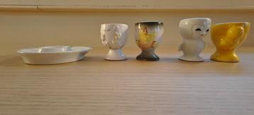 Eierdopjes 1€/st  kip, haan, kuiken, reliëfvorm beschikbaar voor biedingen