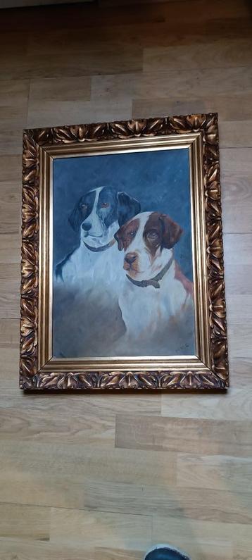 Peinture ancienne, 2 chiens de chasse, 12.06.1933, Antiquités & Art, Enlèvement