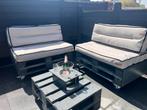 Pallet lounge met kussens, Hardhout, Gebruikt, 4 zitplaatsen, Loungeset