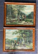 2 kaders met jachttafereel, Antiek en Kunst, Ophalen