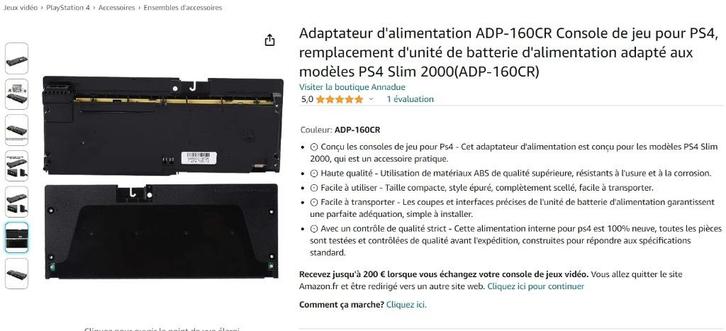 Batterie Alimentation pour Ps4 slim, Games en Spelcomputers, Spelcomputers | Sony Consoles | Accessoires, Zo goed als nieuw, PlayStation 4
