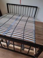 2-persoonsbed met lattenbodem, Huis en Inrichting, Slaapkamer | Bedden, Ophalen, Zwart, Tweepersoons, Zo goed als nieuw