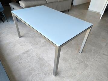 Glazen eettafel, Huis en Inrichting, Tafels | Eettafels, Ophalen, 100 tot 150 cm, 50 tot 100 cm, Zo goed als nieuw