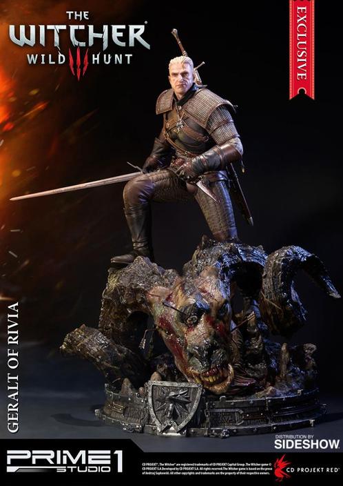 Geralt of Rivia Exclusive Statue The Witcher Prime 1 Studio, Collections, Statues & Figurines, Neuf, Enlèvement ou Envoi