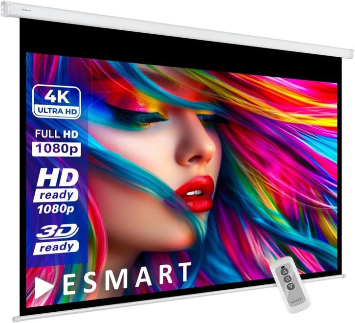 ESMART Projectiescherm (nieuw) + Remote Control (101x180cm), Audio, Tv en Foto, Projectieschermen, Nieuw, Elektrisch, Ophalen
