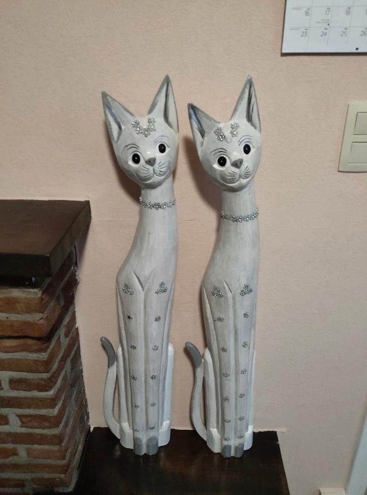 2 grandes statues chats, Collections, Statues & Figurines, Utilisé, Animal, Enlèvement