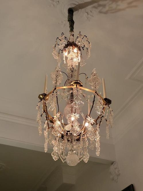 Lustre ancien en cristal français D50 cm H150 cm, Maison & Meubles, Lampes | Lustres, Utilisé, Enlèvement