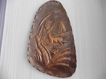 Decoratieve koperen plaat om op te hangen - copperware E.NOE, Antiek en Kunst, Antiek | Brons en Koper, Ophalen of Verzenden, Koper