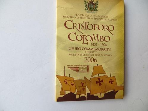 2 euro coincard 2006 Columbus, Postzegels en Munten, Munten | Europa | Euromunten, Losse munt, 2 euro, San Marino, Ophalen of Verzenden