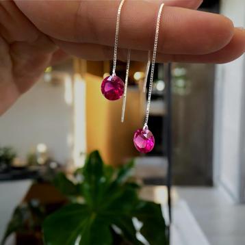 Oorbellen echte robijn zilver 925 beschikbaar voor biedingen