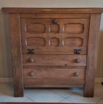 Stevige antieke barkast van eikenhout., 100 à 150 cm, Enlèvement, Utilisé, Chêne