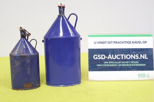 Set van 2 Antiek Metaal Blauwe Neerlandia Veldflessen, Antiek en Kunst, Antiek | Email, Ophalen of Verzenden