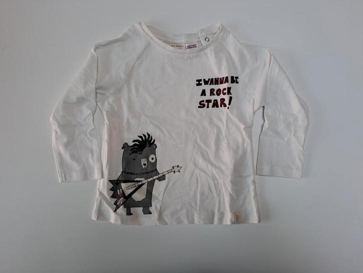 Mt 98 Witte T-shirt lange mouwen I wanna be a rock star, Kinderen en Baby's, Kinderkleding | Maat 98, Zo goed als nieuw, Jongen