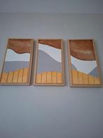 3 cadres création unique peints, Moins de 50 cm, Comme neuf, Enlèvement, Bois