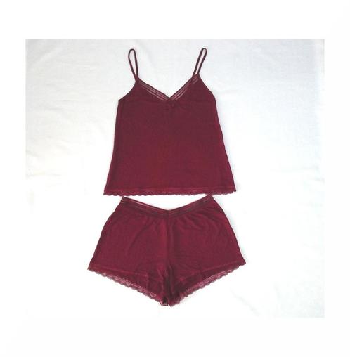 Pyjama short d'été rouge bordeaux - Taille estimée: 38, Kleding | Dames, Pyjama's, Gedragen, Ophalen of Verzenden