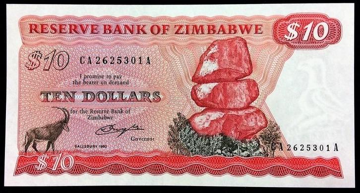 Zimbabwe 10 Dollars 1980 Salisbury - Pick # 3a Uncirculated, Postzegels en Munten, Bankbiljetten | Afrika, Zimbabwe, Ophalen of Verzenden