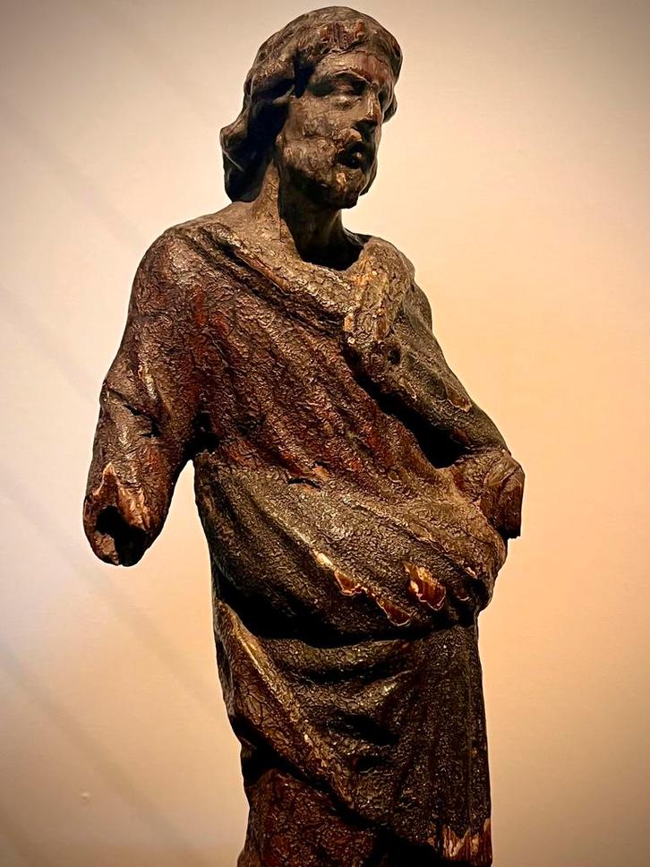 17e eeuws houten heiligen beeldje, Antiek en Kunst, Antiek | Religieuze voorwerpen, Ophalen