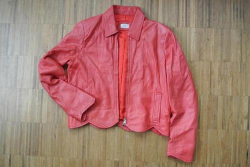 Lederen rood jasje van Chris Janssens, Kleding | Dames, Jasjes, Kostuums en Pakken, Zo goed als nieuw, Jasje, Maat 42/44 (L), Rood