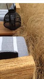 Teak lounge zetel met rotan afwerking 1p, Hardhout, Zo goed als nieuw, Loungeset, Stoel