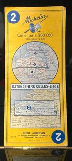 Michelinkaart nr. 2 -1968-Oostende-Brussel-Luik. tweetalig, Boeken, Atlassen en Landkaarten, Gelezen, Overige typen, Ophalen of Verzenden