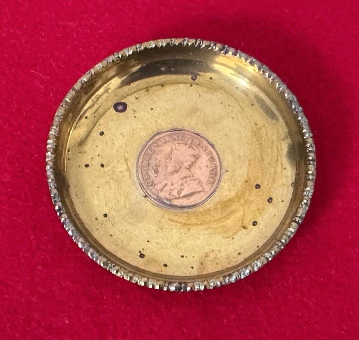 Kleine koperen plaat met Indiase munt 1912, Antiek en Kunst, Antiek | Wandborden en Tegels, Ophalen of Verzenden