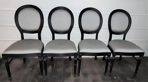 4 Britse balloon back chairs Herstoffering Zimmer Rohde, Antiek en Kunst, Antiek | Meubels | Stoelen en Sofa's, Ophalen