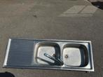 Dubbele inox wasbak, Ophalen, Gebruikt