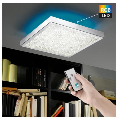 Eglo plafondlamp kristal 32W LED + RGB (nieuw: 450€), Huis en Inrichting, Lampen | Plafondlampen, Zo goed als nieuw, Glas, Ophalen