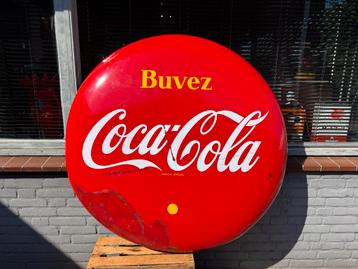 Grote Coca Cola emaille reclame button beschikbaar voor biedingen