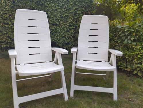 Kunststof relax stoelen wit. DIT WEEKEND WEG, Tuin en Terras, Tuinstoelen, Gebruikt, Kunststof, Verstelbaar, Ophalen