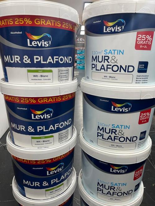 Peinture LEVIS 10L MAT & SATIN BLANC EN SUPER PROMOS ‼️, Bricolage & Construction, Peinture, Vernis & Laque, Neuf, Peinture, 10 à 15 litres