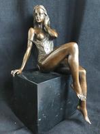 Bronzen halfnaakte sensuele dame Patoue/stempel zuiver brons, Ophalen of Verzenden